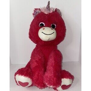 Inter-American Product Pink Unicorn Plush Stuffed Animal Toy Glitter Eye Hearts